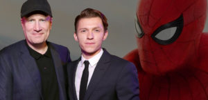 Imagen de Kevin Feige y Tom Holland.