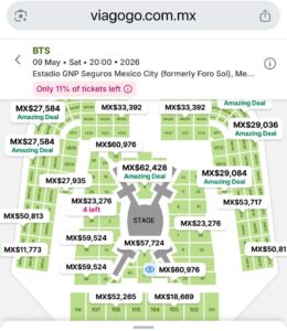 Boletos reventa BTS en México